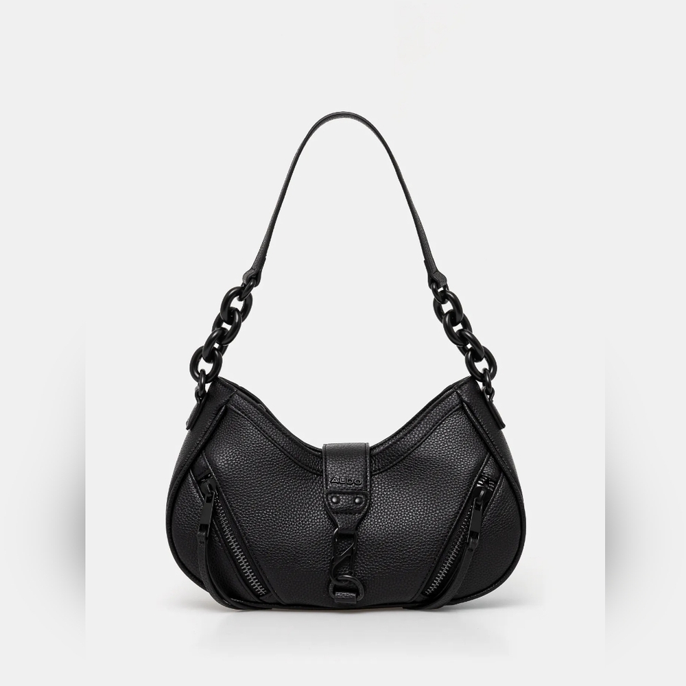 🖤 ​Aldo Black Pebbled Vegan Leather Hobo Bag – Edgy & Chic🍸